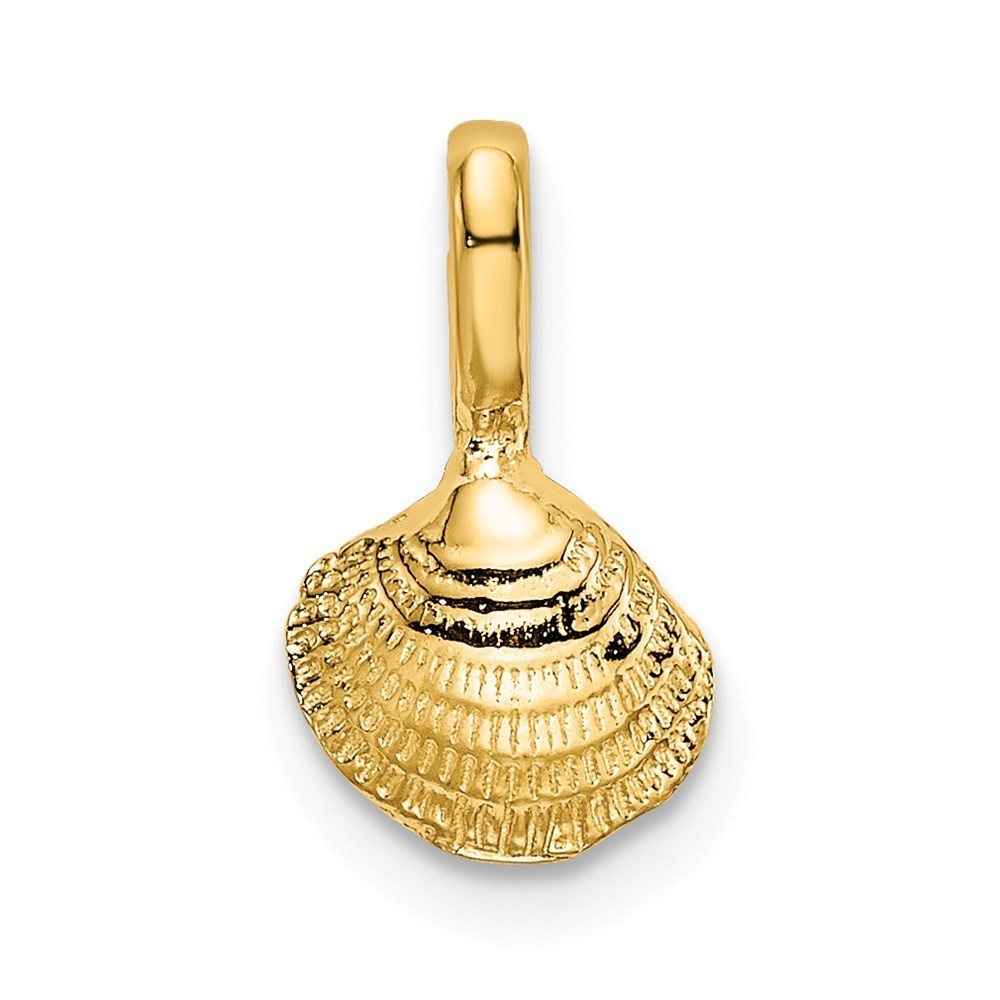 14k Yellow Gold Sea Life Mini Clam Shell Necklace Charm Pendant